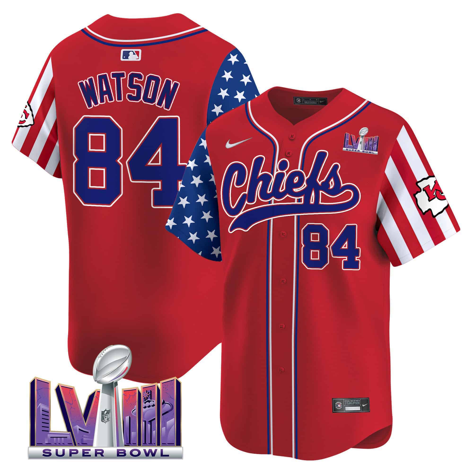 Men Kansas City Chiefs #84 Watson Red 2024 Nike Independence Day Vapor Premier Limited NFL Jersey